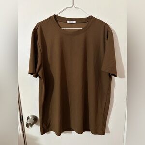 Men's Large Brown Textured Crewneck T-Shirt